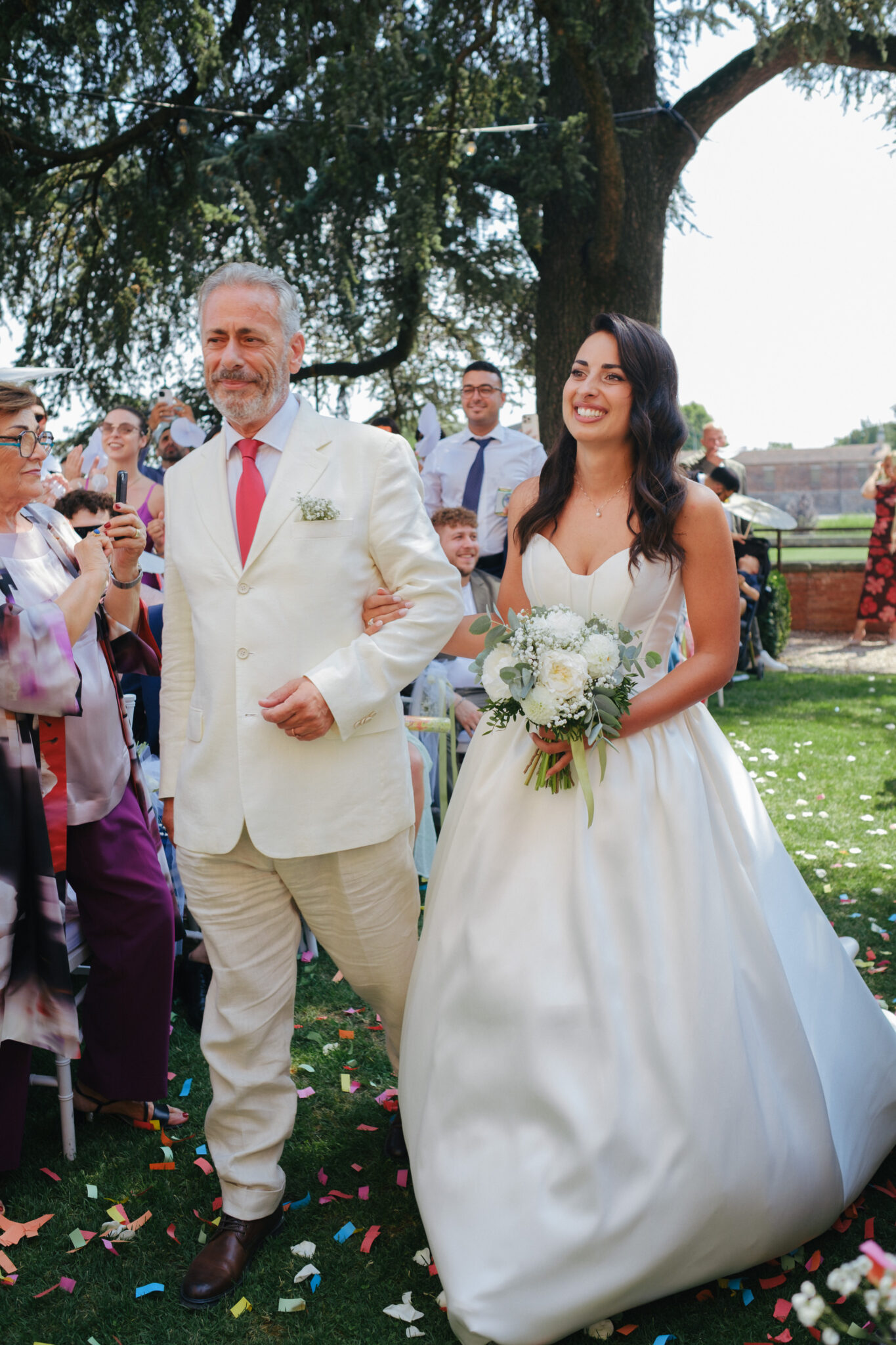 bride entrance with father to the wedding ceremony